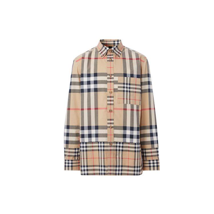 Burberry Contrast Check Cotton Shirt Archive Beige 80608001