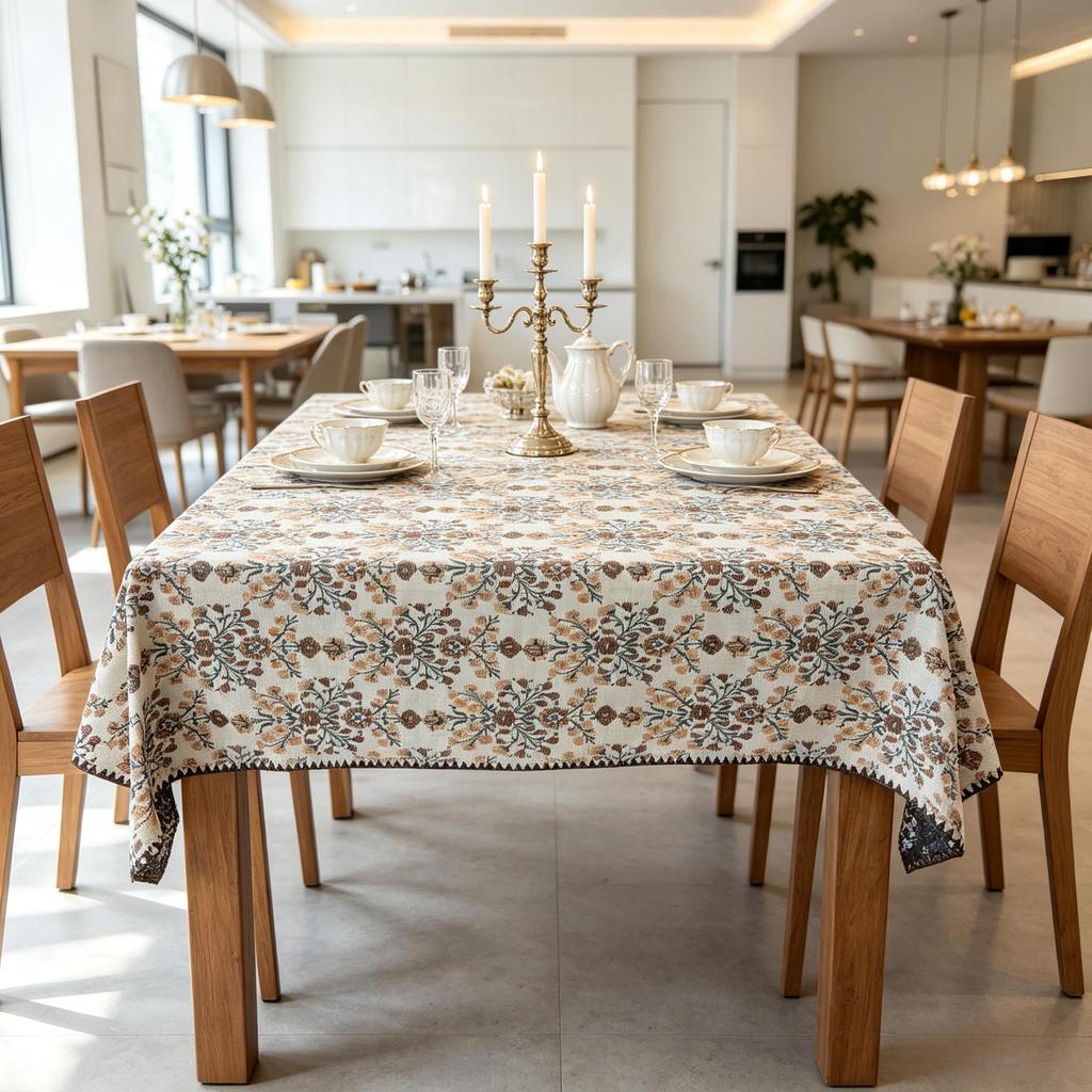Dining Kitchen Party Decor Simple Design Cotton Linen Rectangle Soft Washable Table Cloth