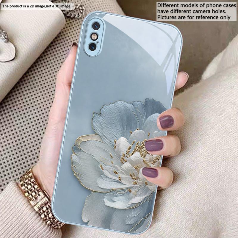 

Цветы с градиентом Для iPhone 17 Air 16 E 15 14 13 Plus 12 mini 17 Pro Max 11Pro XR Xs X 7 8 11 Закаленное Стекло Чехол для Телефона iPhone 13 mini