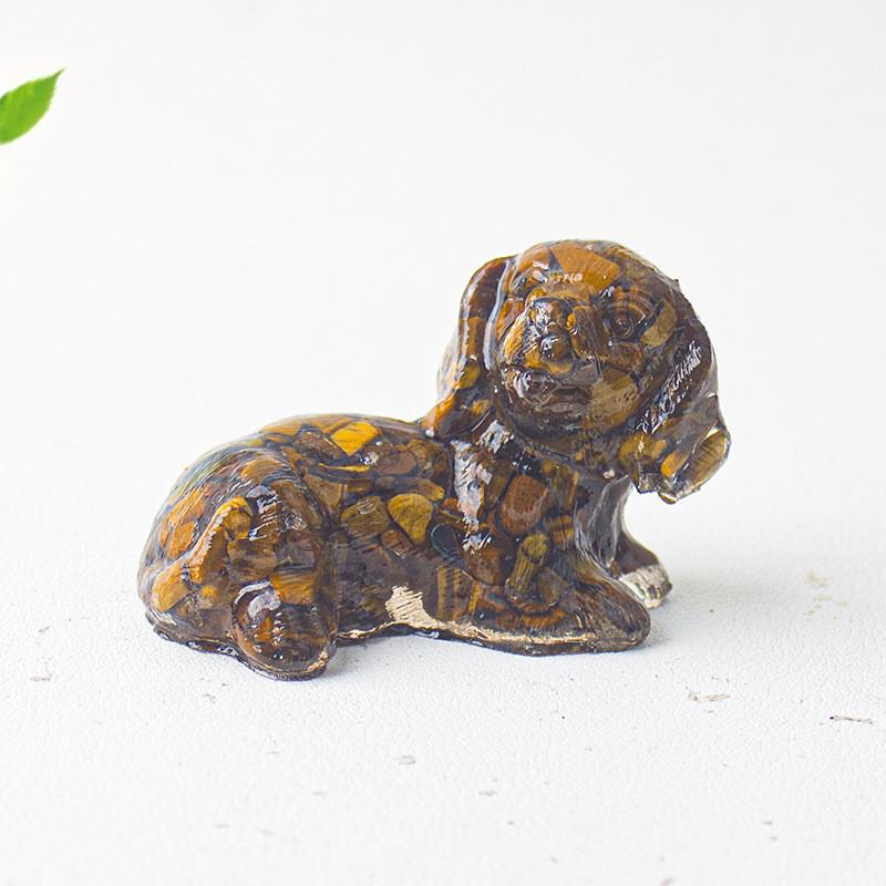 Crystal Resin Dog Face Decor With Natural Gemstone For Office And Home Tabletop Gift