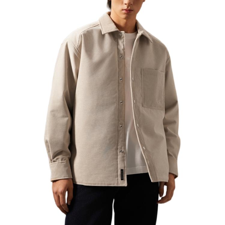 

Calvin Klein Autumn Vintage Embroidered Solid Color Casual Polo Long Sleeve Jacket Men Jacket Milk-Tea J327311-PED S