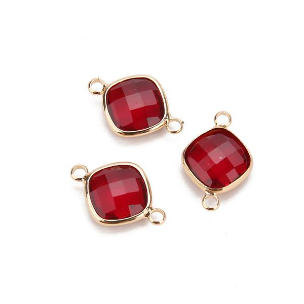 5pcs 11mm White Double Hole Glass Charms Pendants Connector for Chain Bracelets Necklace Women DIY Jewelry Making Findings