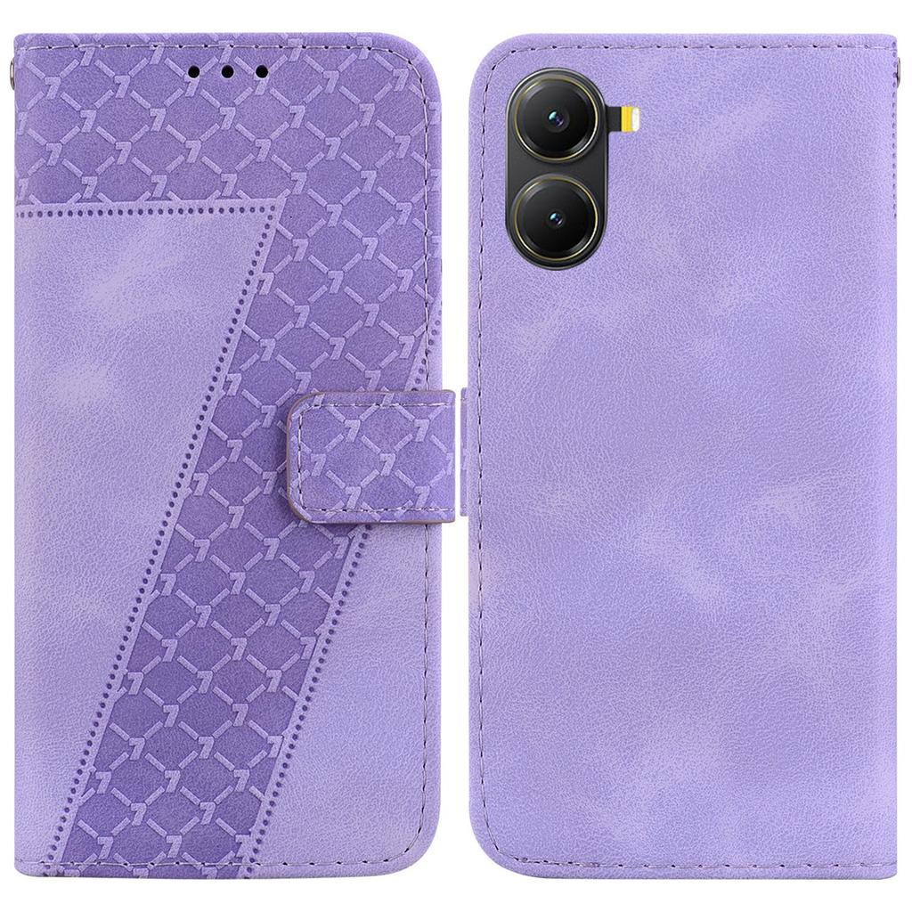 For Xiaomi Poco X7 Pro 5G/Redmi Turbo 4 5G Stand Case 7-Shaped Pattern Imprint Leather Phone Cover