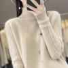 Women's 100% Pure Wool Half-High Collar Knit Sweater for Autumn and Winter