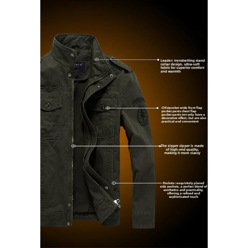 2026 Spring Men's Cotton Military Jacket Plus Size Casual Work Jacket