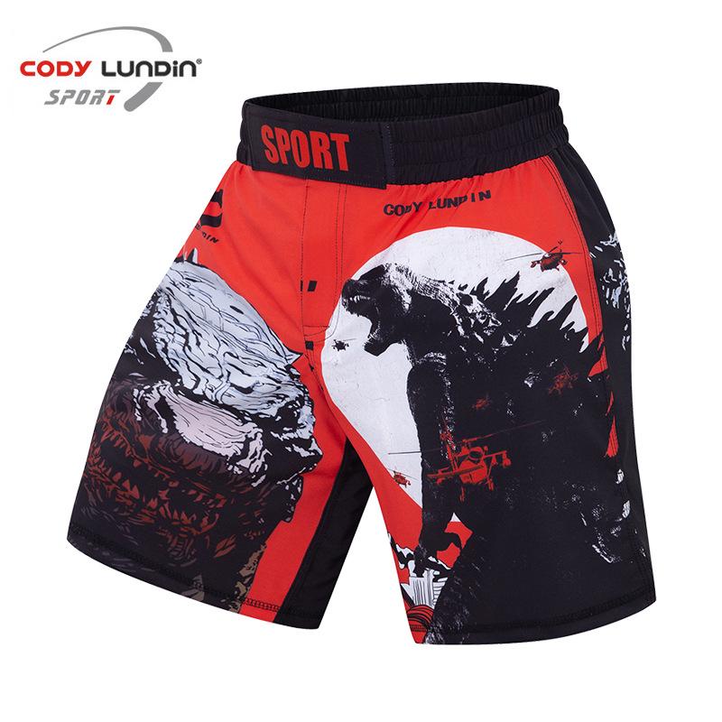 Men's Digital Print Fight Training Shorts for Gym, Jiu-Jitsu, and Sanda
