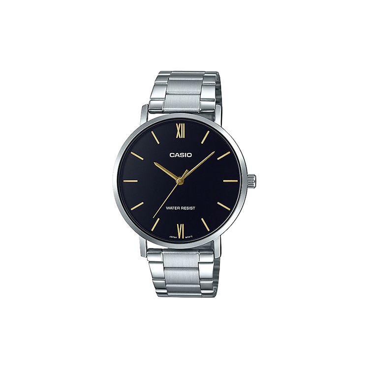 

Casio Standard Series Fashion Minimalist Business Classic Pointer Roman Scale Large Dial Waterproof Quartz Movement Stainless Steel Strap MTP-VT01D-1B Metal Watch Box (Free Gift)