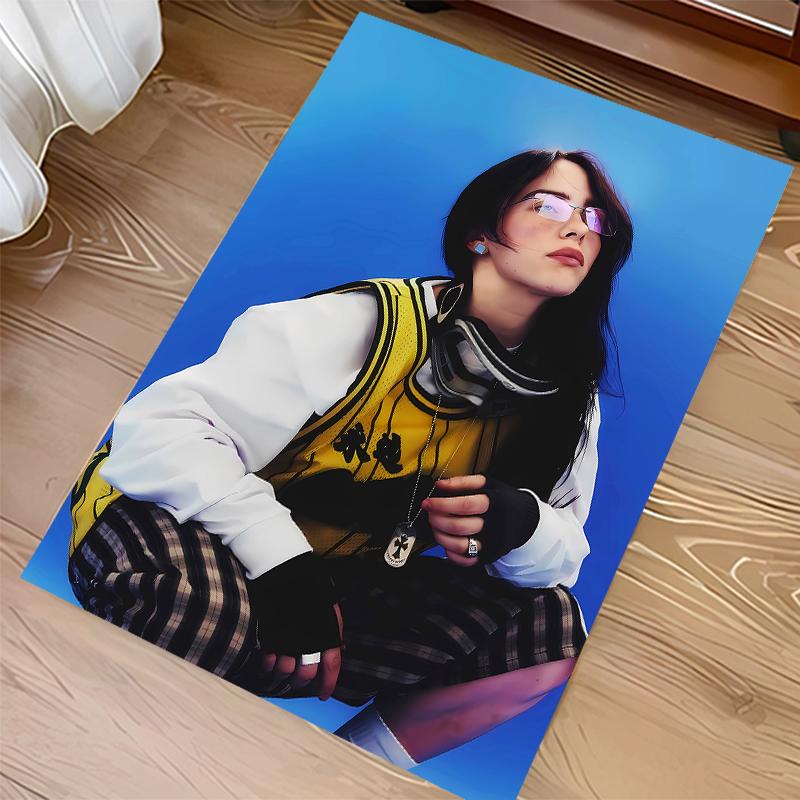 1pc Singer Billie Eilish1 Print Area Rug - Soft, Washable Non-Slip Indoor Mat for Office Chairs, Living Room, Home Office Decorative Rug