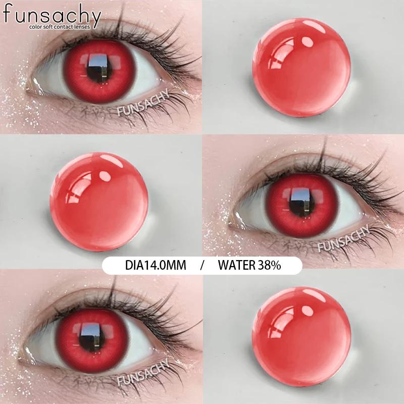 FUNSACHY 1 Pair Fashion Colored Contact Lenses for Cosplay Green Pink Anime Cosplay Lens Beauty Halloween Makeup Eye Soft Lens