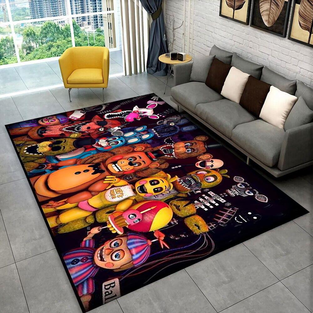 3D Horror Game F-FNAF Freddy Movie Carpet Rug for Playroom Bedroom Living Room Sofa Home Decor,Area Rug Non-slip Floor Mat Gift