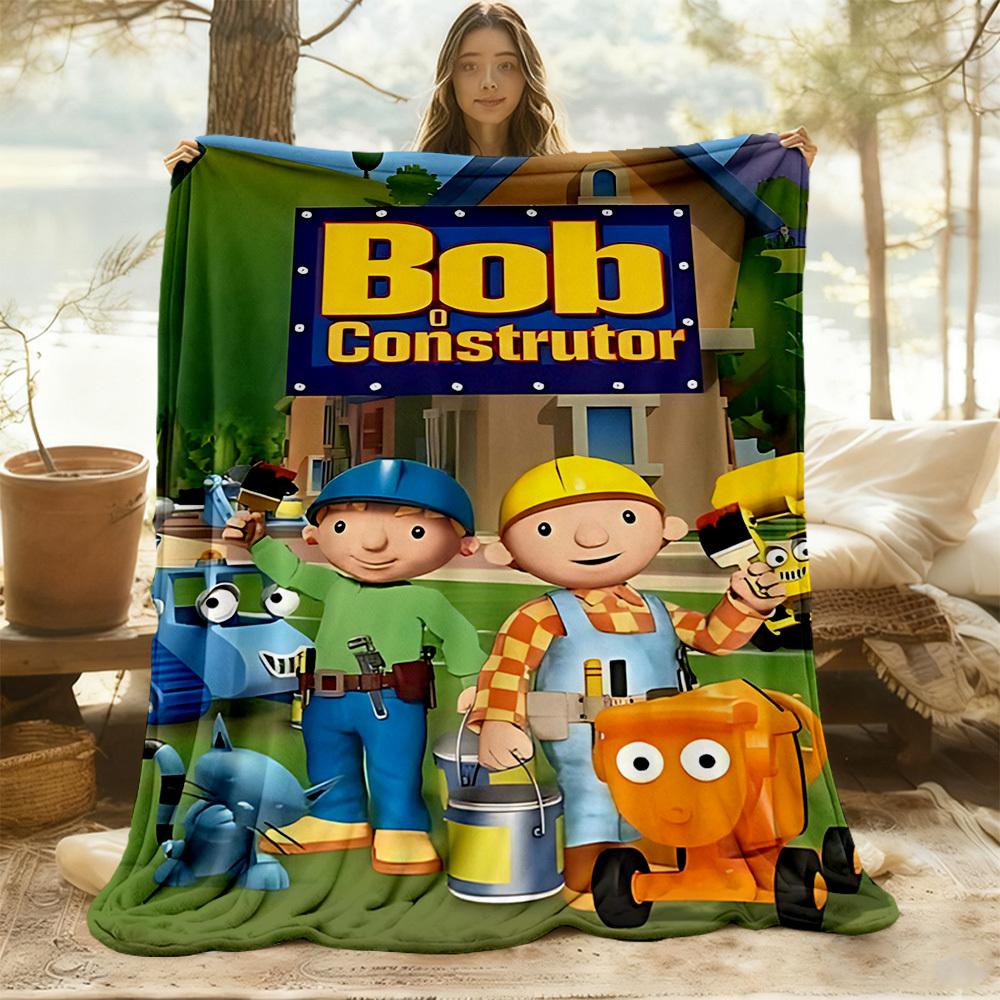 1 Stück Bob der Baumeister Outdoor-Decke Leichte Flanelldecke, Ganzjahresnutzung für Sofa, Bett, Reisen, Camping, Wohnzimmer, Büro, Couch093
