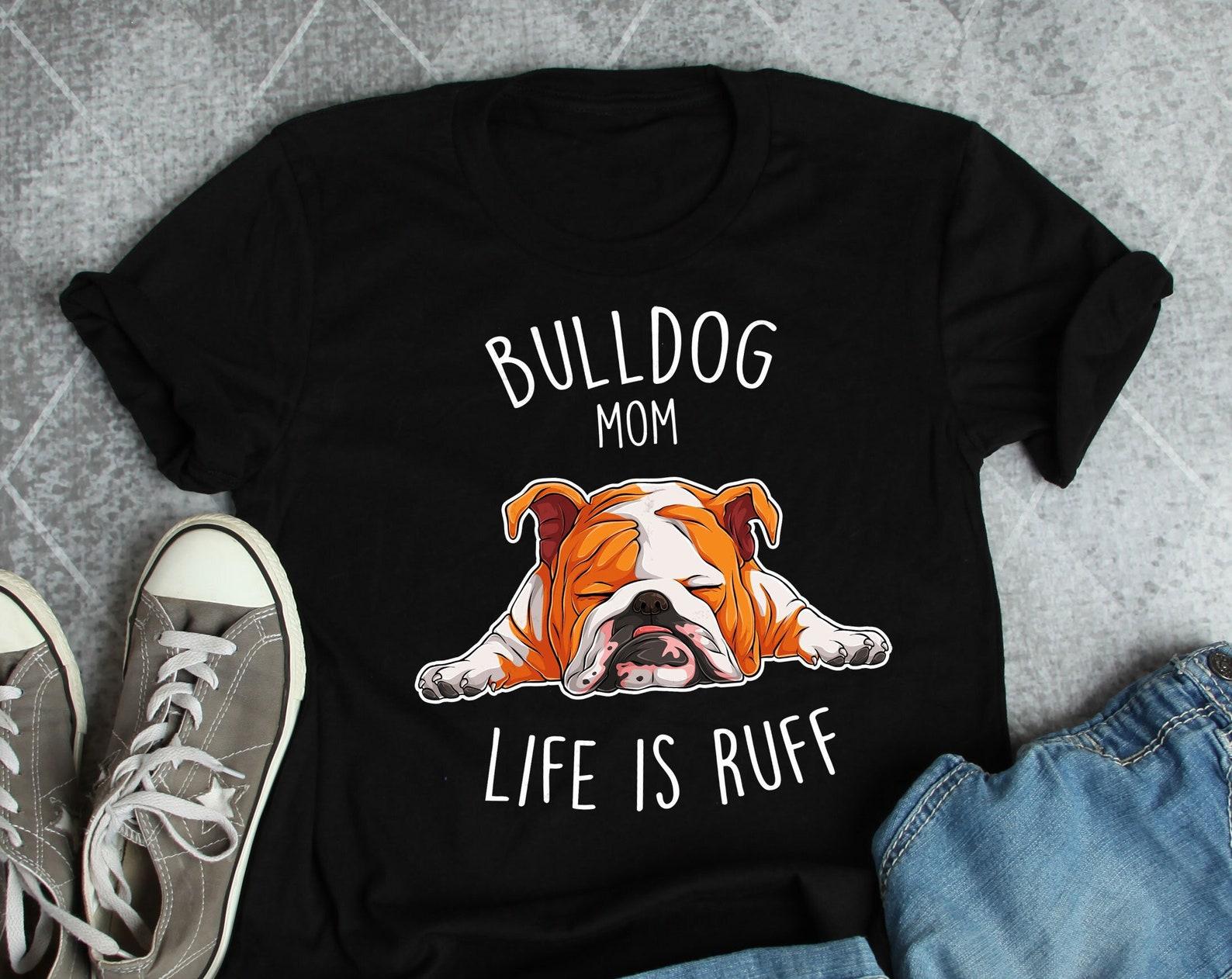 English Bulldog Mom Shirt, , Funny Dog Lover Gift, Cute Red and White Bulldog T-shirt, Pet Tee, Dog Mom, Dog Clothes 150