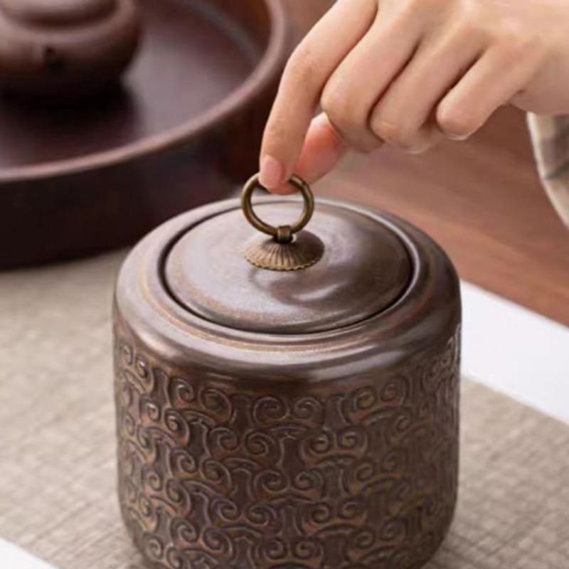 Vintage Gilt Ceramic Tea Caddy Moisture-proof Sealed Storage Box Candy Coffee Bean Canister Food Jar Container Home Decoration