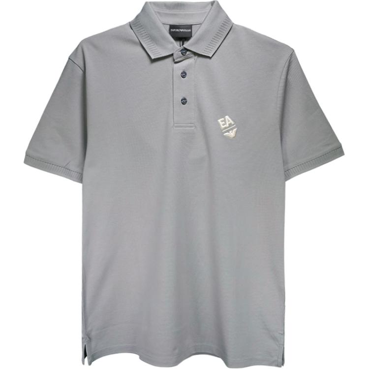 Emporio Armani Solid Color Eagle Logo Embroidered Polo Shirt Men tops Gray 3D1FE6-1JTKZ-06G1 S