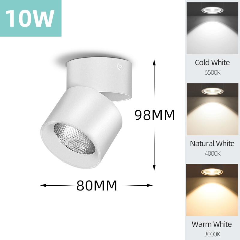 Colors Dimmable Led Downlight Foldable 360° Adjustable Spot Ceiling Lamp 7W 10W 15W Aluminum Led Spotlights For Living Room 220V
