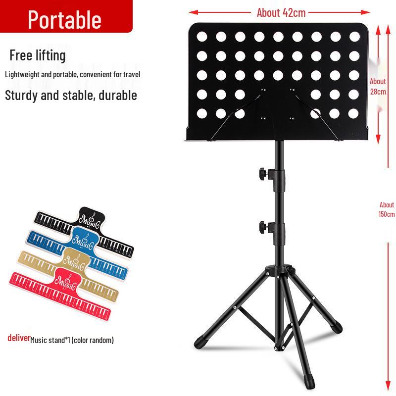 Professional Foldable Guitar & Microphone Stand with Phone Clip and Music Holder for Home Use