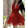Seaside Vacation Red Halter Neck Dress Women's Summer Dopamine Temperament Beautiful Chiffon Beach Short Skirt