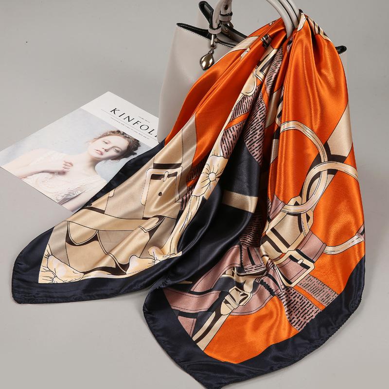 90 Square Scarves, Silk Scarves, Women's New Spring and Summer High-end Sense Versatile, Thin Scarves, Shawls Outside