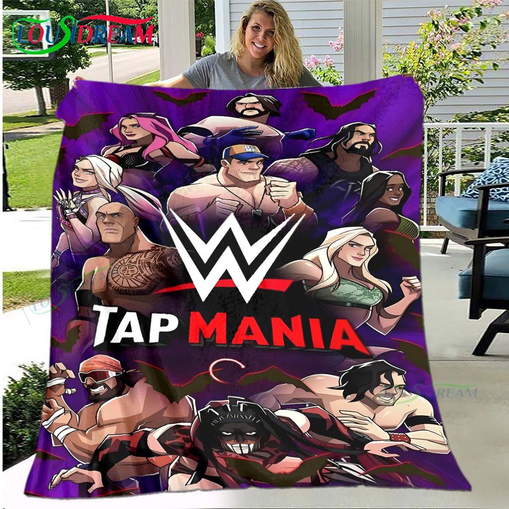 Fashion Wrestling Sport W-Wwe Print Blanket Flannel Thin Blanket Portable Home Travel Office Lunch Break Blanket Bath Towel Gift
