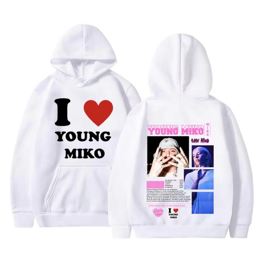 I Love Young Miko Double Sided Print Hoodies Men Women Fashion Hip Hop Sweatshirt Unisex Clothing Hoodie