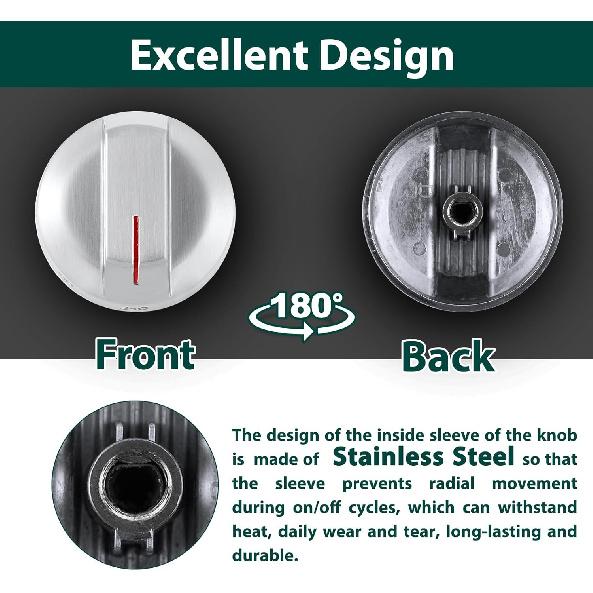 DG94-04167 Stove Knobs Replacement Parts for Samsung Gas Range Knobs Stainless Steel NX60T8111SS NX60A6511SS/AA NE63A6511SS/AA Oven Dial Knobs