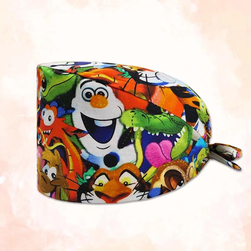 Women's Cotton Surgical Cap - Cartoon Print Nurse & Dentist Hat