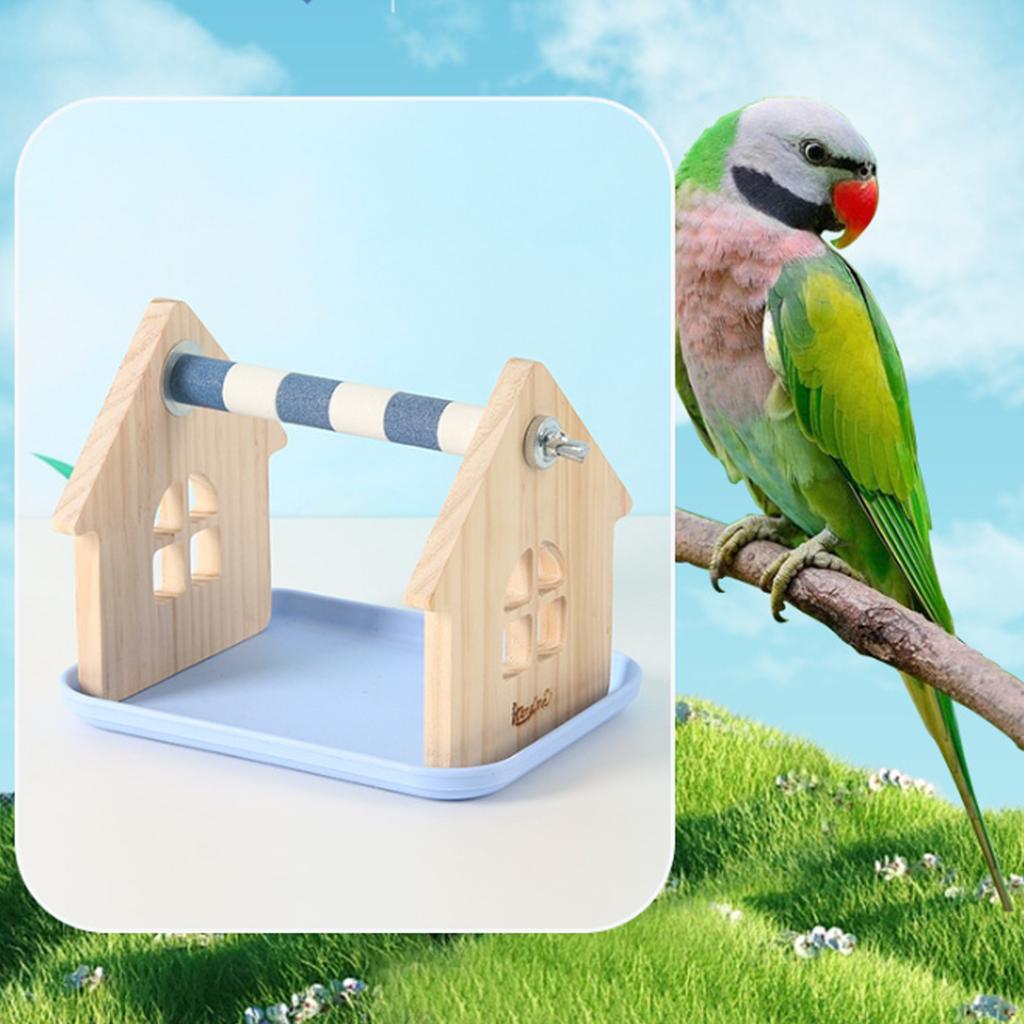 Easy Use Wooden Bird Platform Stable Structure Training Stand For Parrots Beak Grinding And Bird Enrichment Accessory