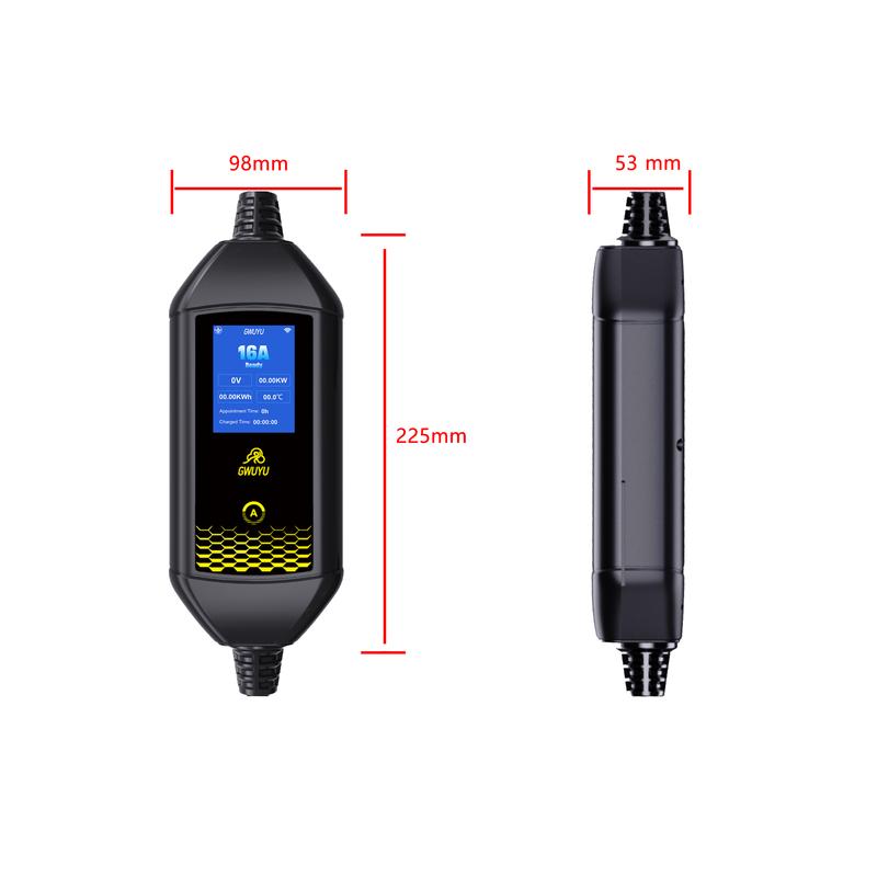 GWUYU Type 2 Car Charger 16A Protable EV Charger 3.5M  Cable Current Car Charging Station Plug and play with indicator light