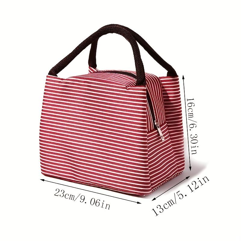 1pc Reusable Striped Outdoor Camping Lunch Bag, Pinic Bag, Tote Bento Bag for Outdoor Camping, School,Work