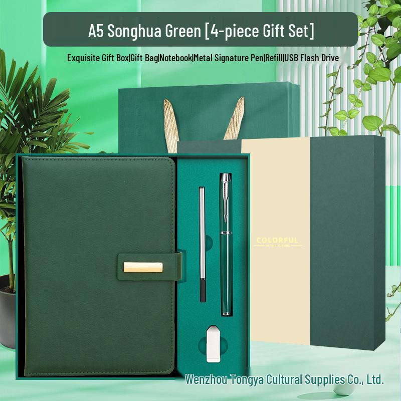 Customizable Business Diary Gift Set with Logo Printing - One-Buckle Notebook and Corporate Souvenir