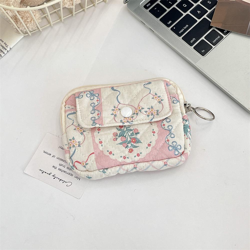 Cute Cartoon Floral Quilted Multifunctional Bag: Organizer, Document Holder, Coin Purse, Card Holder