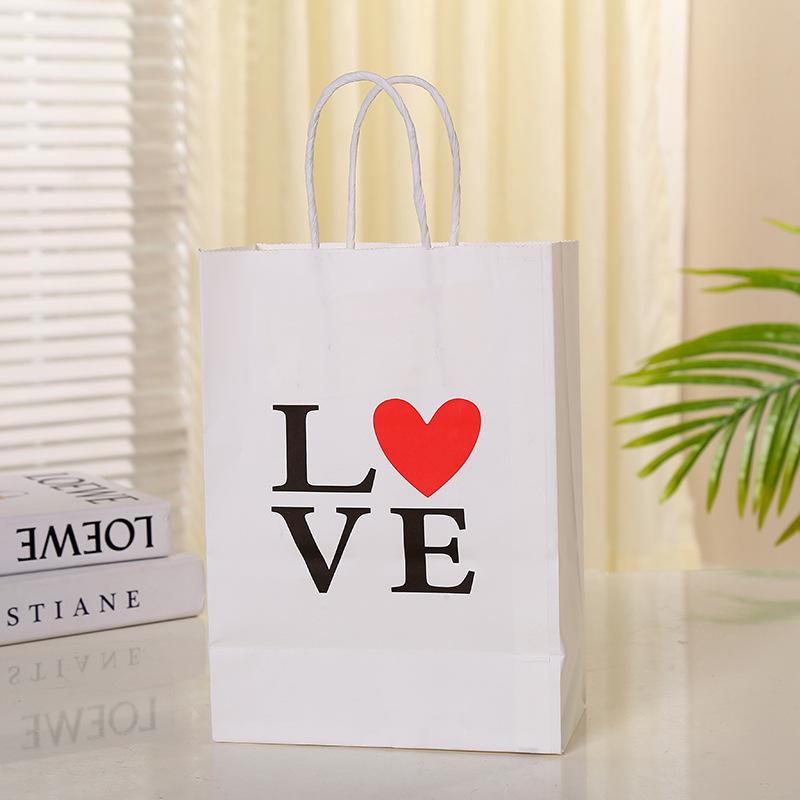 5pcs Love Theme Paper Handbag Valentine'S Day Gift Bag Birthday Girls Lady Birth Favors Red Anniversary Party Supply