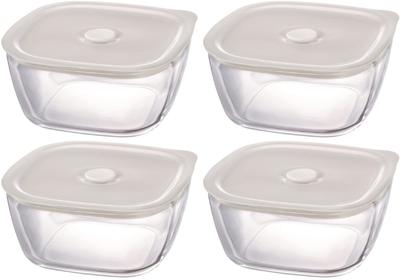 HARIO Fabriqué au Japon Verre Rangement Hermétique BUONO cuisine Set de 4 (Hario) Récipients Résistants à la Chaleur, Carré, 1200ml, KSTM-120-TW,