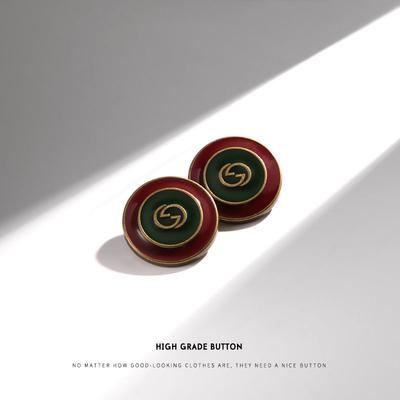 Round Retro Buttons Women'S Clothes Cashmere Woolen Coat Coat Buttons Versatile Metal Red Decorative Buttons Small