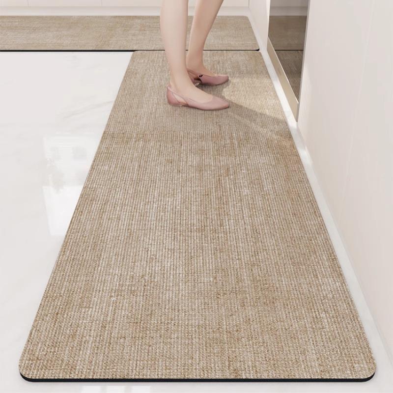 Kitchen Floor Mat Anti-Slip Oil-Proof Carpet Pvc Leather Waterproof Foot Mats Long Rug Brown Beige Home Decoration Rugs