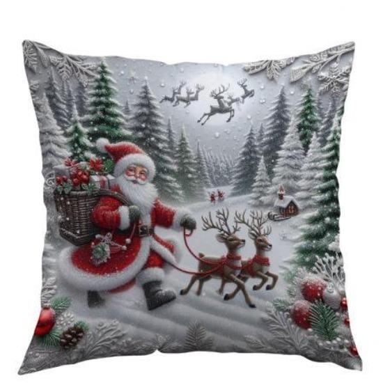 Weihnachts-Kissenbezug Bedruckt Weihnachtsmann Geschenk Feiertag Zuhause Kissen Kissenbezug