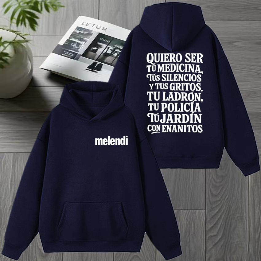 Melendi Jardín Con Enanitos Double Sided Printed Winter Hoodie Vintage Streetwear Women Casual Sweatshirt