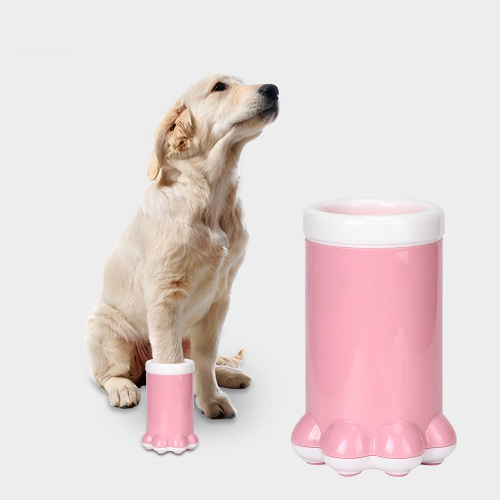 Cute Pet Cat Dog Dirty Paw Cleaning Cup Silicone Non Slip Cleaning Tool Grooming Cup(Pink )