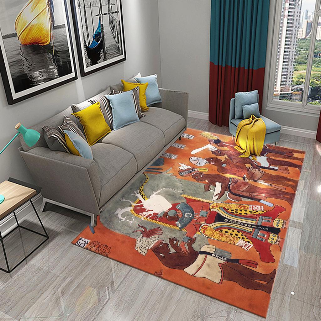 Non-slip Rug Outdoor Living Room Bedroom Decoration Mexico Mayan Tribal Culture Rug Bathroom Kitchen Door Mat