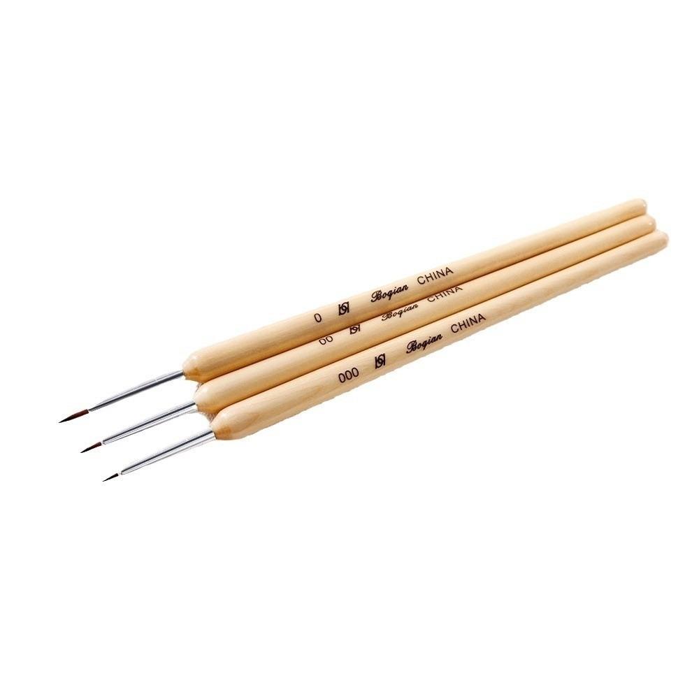 3Pcs Set Wooden Handle Nail Art Liner Brushes Multifunction Nail Drawing Pens for Painting Flowers
