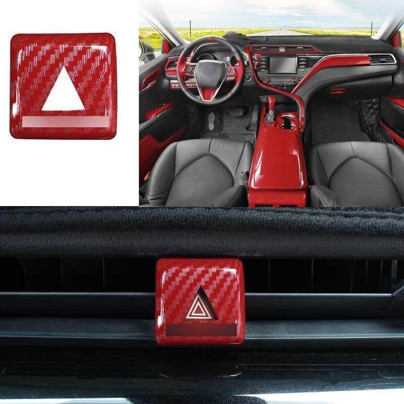 For Toyota Camry 2018- Red Carbon Fiber Button Cover Emergency Light Switch