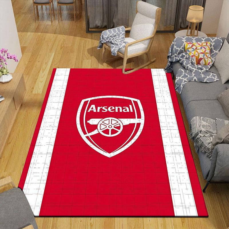 Arsenal Flanellmönstrad Matta, Hemsoffa Dekoration för Vardagsrum & Sovrum, Halkfri Lekflanell Golvmatta för Spelrum