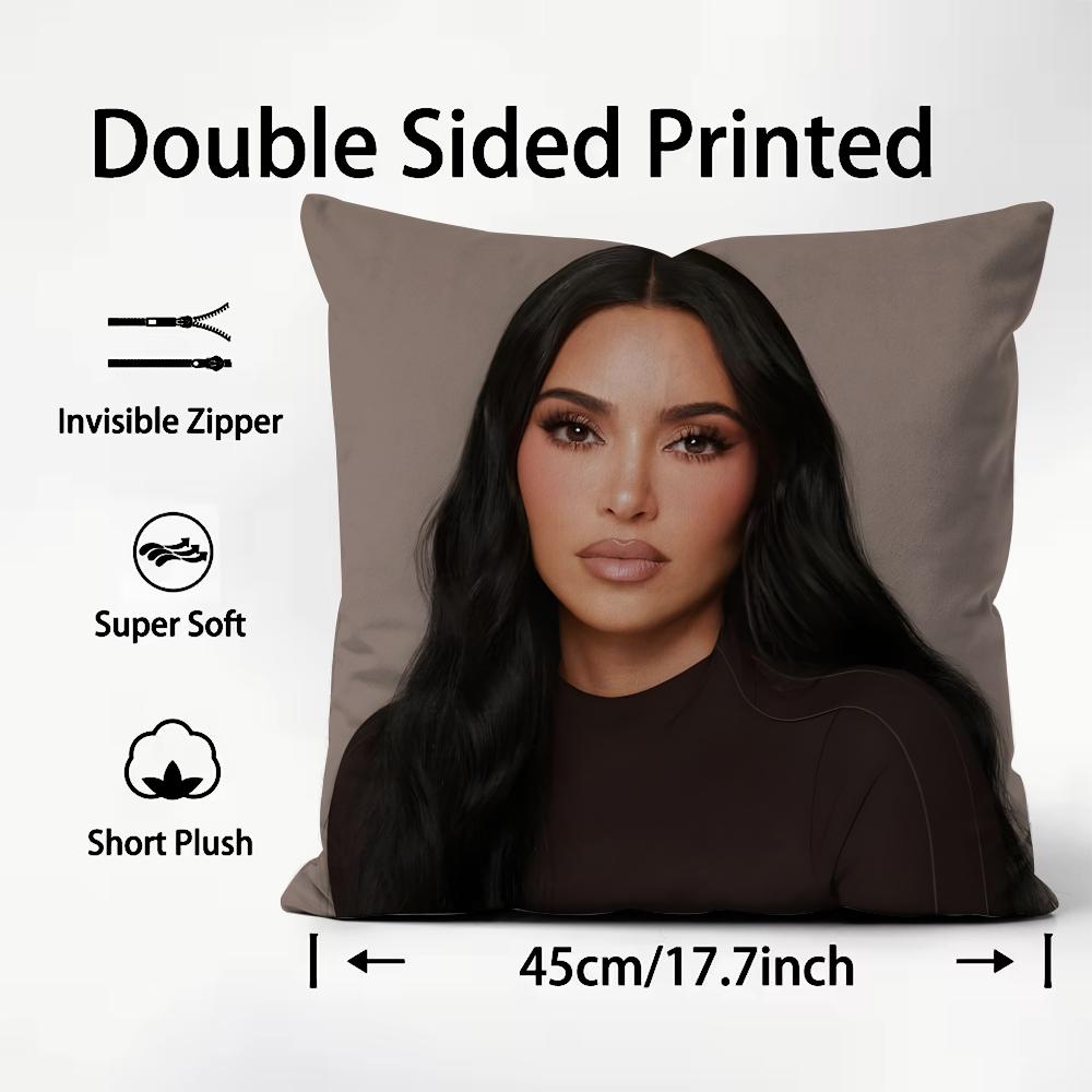 

KKim KardashianN Star Cushion Cover Plush Fabric Soft DoubleSided Printed Sofa Warm Winter Home Child Gift Pillow Case 30x30cm