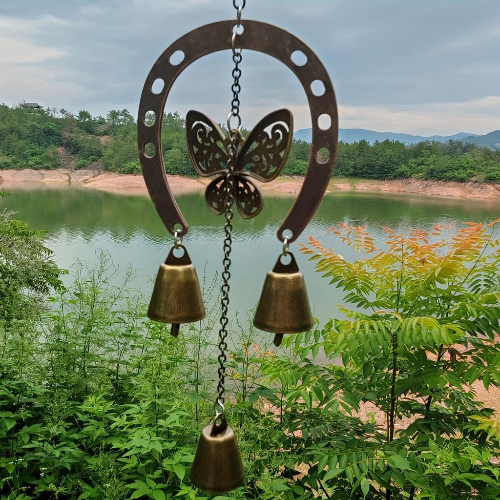 1Pc Horseshoe-Shaped Wind Chimes, Wrought Iron Crafts, Suitable for Balcony and Courtyard Outdoor Garden Decoration, Decorative HoAudio,