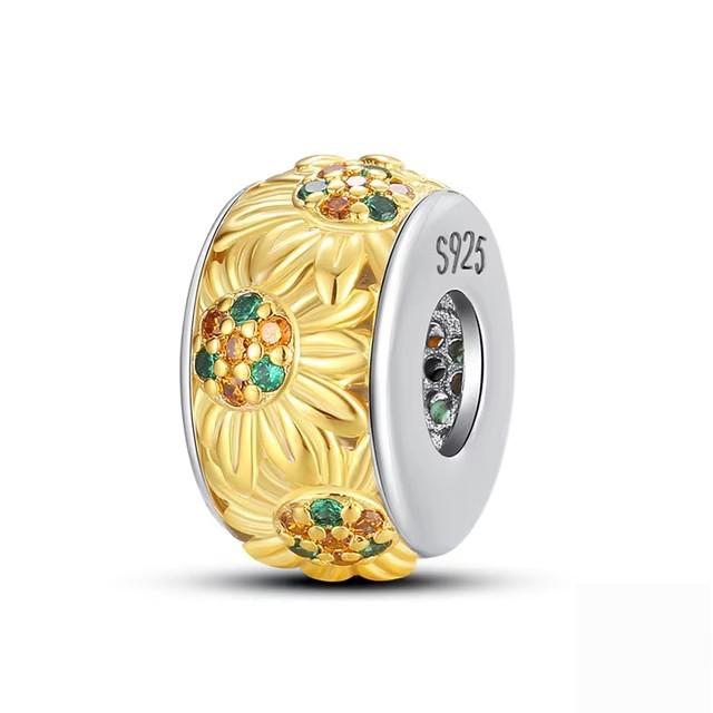 New Copper Butterfly Sunshine Sunflower Bouquet Exquisite Charm Talisman Pendant Fit Original Bracelet Diy Women'S Jewelry