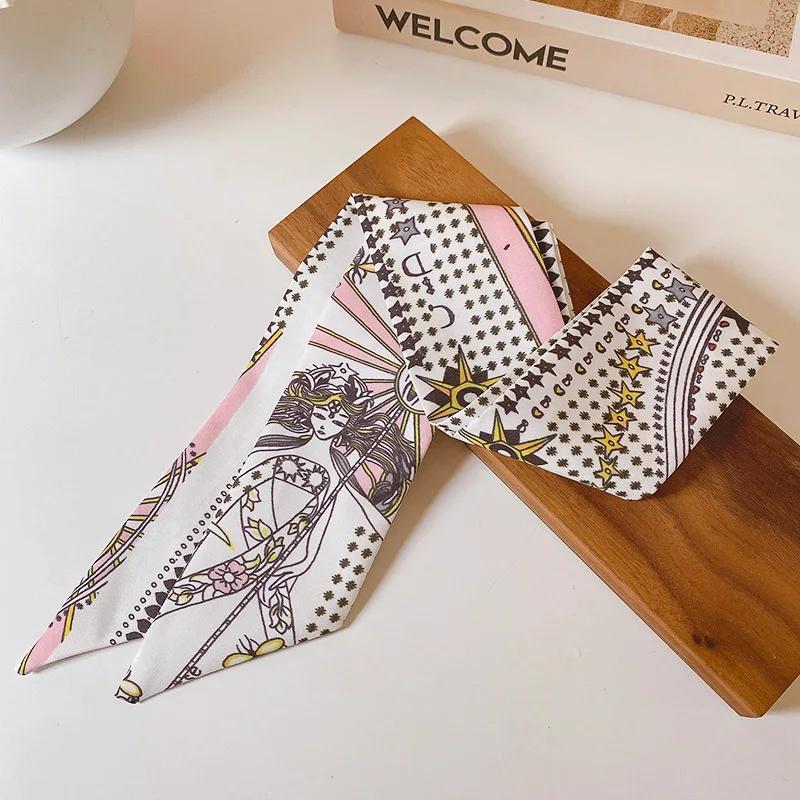 Fashion Women Letter Hair Ribbons French Elegant Long Headband Bag Strap Accessories Girls Bow Knot Long Hair Scarf HairBands