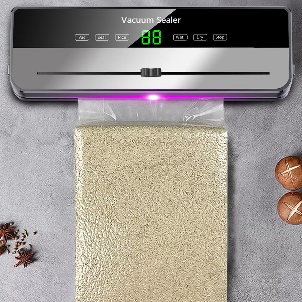 Vacuum Sealer Dry Wet Food Storage Sealing Machine with Built-In Cutter + 30 Textured Bags