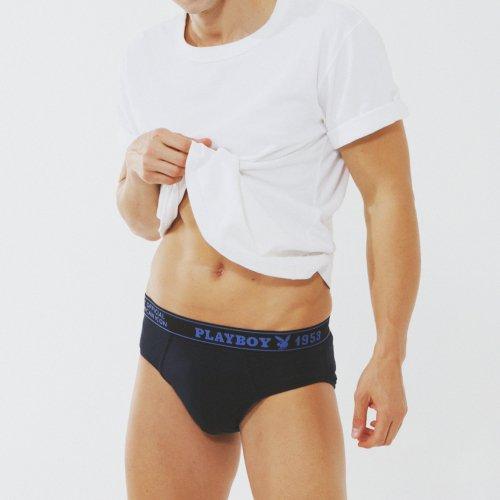 

[Playboy] Men s Line Logo Brief 1 Pack Navy PMB3101-NV [Shipped from Korea] 100% Authentic 130