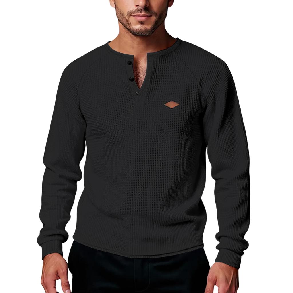 Men's Casual Solid Color Buckle Quick Dry Shoulder  Long Sleeved