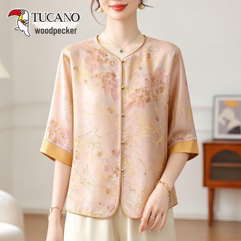 TUCANO Women s New Chinese Style Floral Print Blouse XL